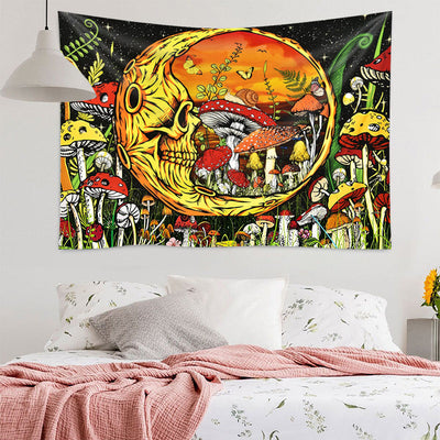 Skull Moon Mushroom Home Decor Tapestry